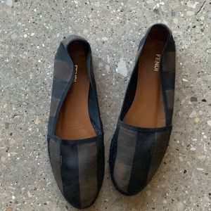 Fendi pequin stripe slip on espadrilles